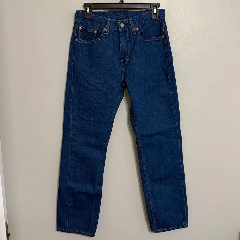 Levi's 505 Mens 28x30 Regular Fit Straight Leg Denim Blue Jeans
